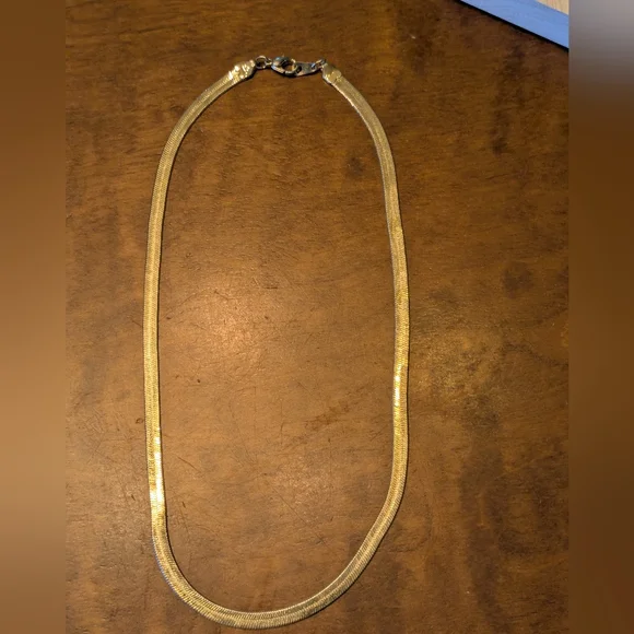 Classic Vintage Gold Plated Herringbone Necklace - Picture 2 of 10